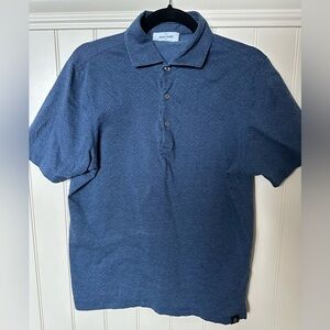 GRAN SASSO ITALY 1952 Mens Size 50 Medium Blue Pattern Golf Polo Shirt